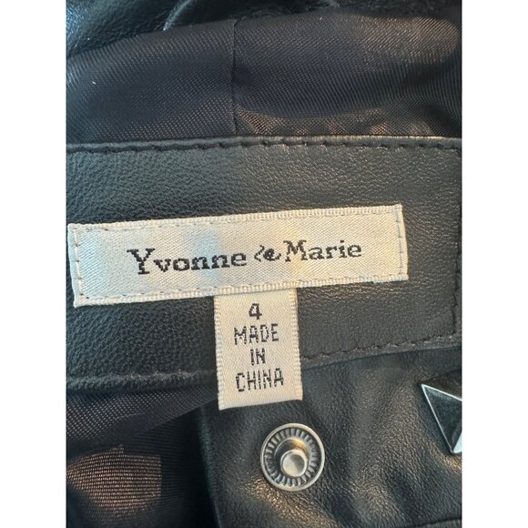 Vintage Yvonne Marie Women Lamb's Leather Studded Moto Biker Black Jacket City - Picture 6 of 14